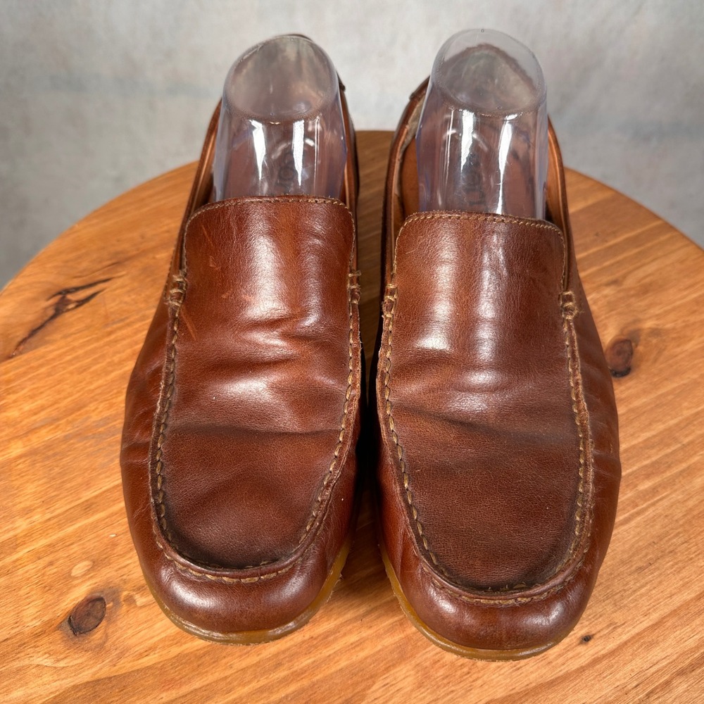 Born Loafers Mens 10.5 Brown Good Leather Slip On Moc Toe H30916 Handcrafted - Picture 3 of 15